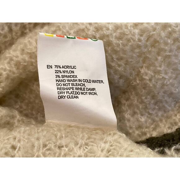 La Classe Couture Knit Drawstring Hoodie Poncho Sz Small/Medium White Beach NWT - Picture 7 of 7